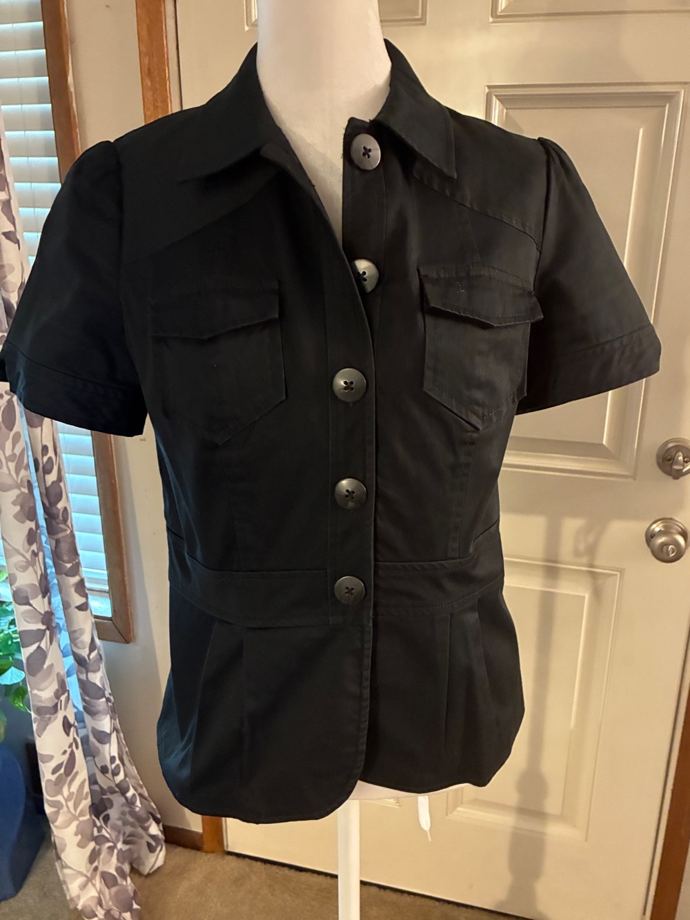 Merona Black Short-Sleeve Tailored Button Jacket